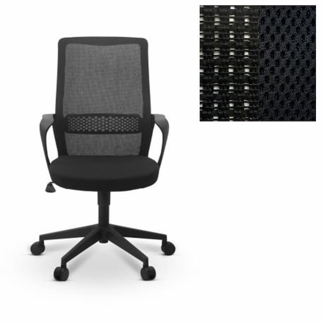 Офисное кресло для персонала Юнитекс Space сетка YM/ткань TW черная