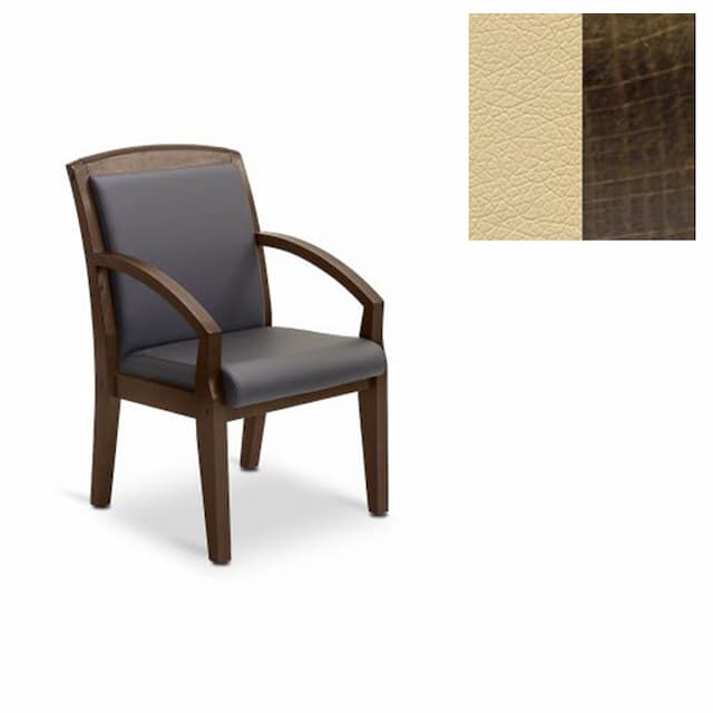 Кресло Юнитекс Граф для посетителя экокожа премиум бежевая CN1123/дерево-тёмный орех аида