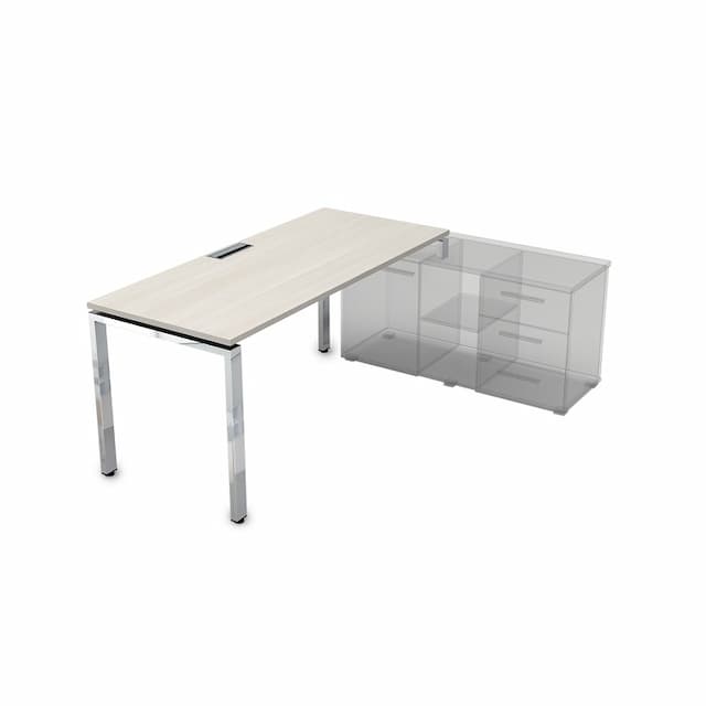 Стол рабочий, прямолинейный, правый АЛСАВ Gloss line НСТП-П.974 Ivory/металл глянец