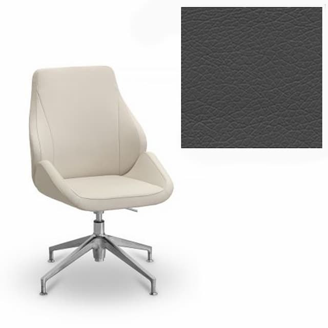 Кресло посетителя Юнитекс Мелоди экокожа премиум темно-серая CN1118